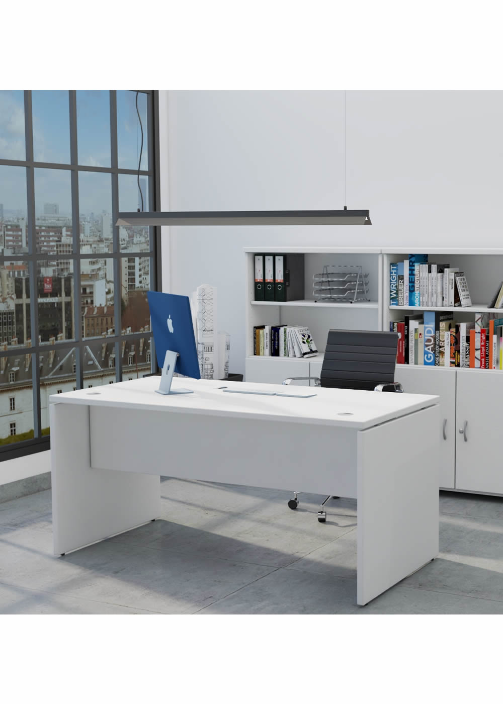 Mesa De Oficina Profesional. Escritorio Compacto - Euro 2000 - De 160x80 Cm  - Color Blanco. con Ofertas en Carrefour